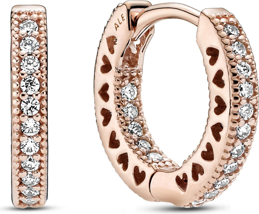 , Øreringer i rosèforgylt 925 sølv med zirkoner