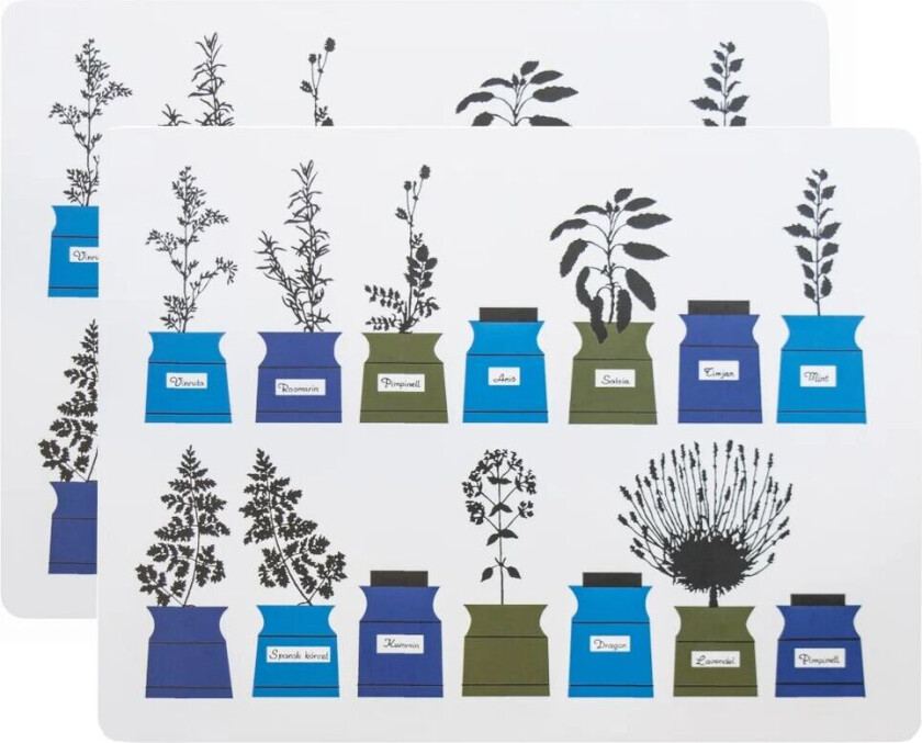 Persons krydderskap bordbrikke 30x40 cm 2-pack Blå