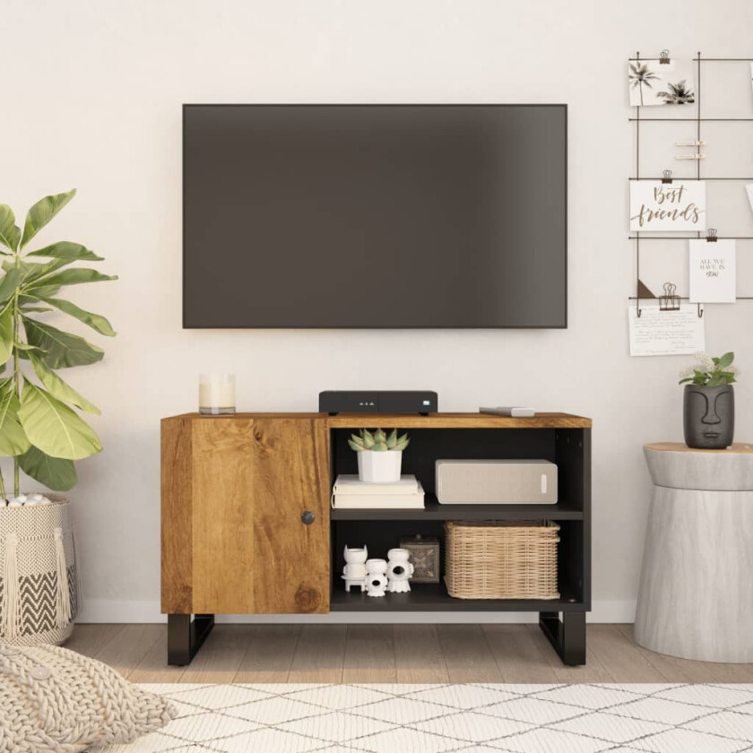 TV-benk 80x33x46 cm heltre mango og konstruert tre