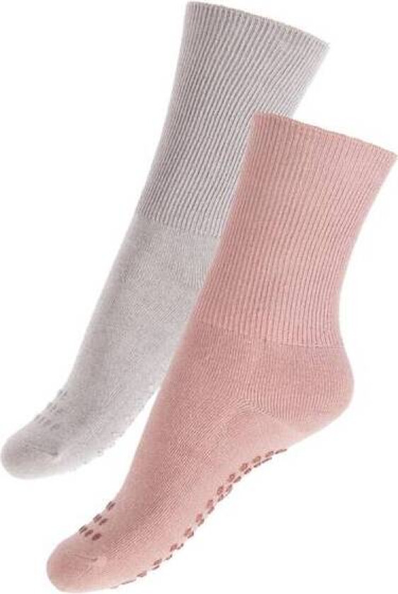 - Sokker Bambus 2pk Anti-Skli Rosa/ Grå
