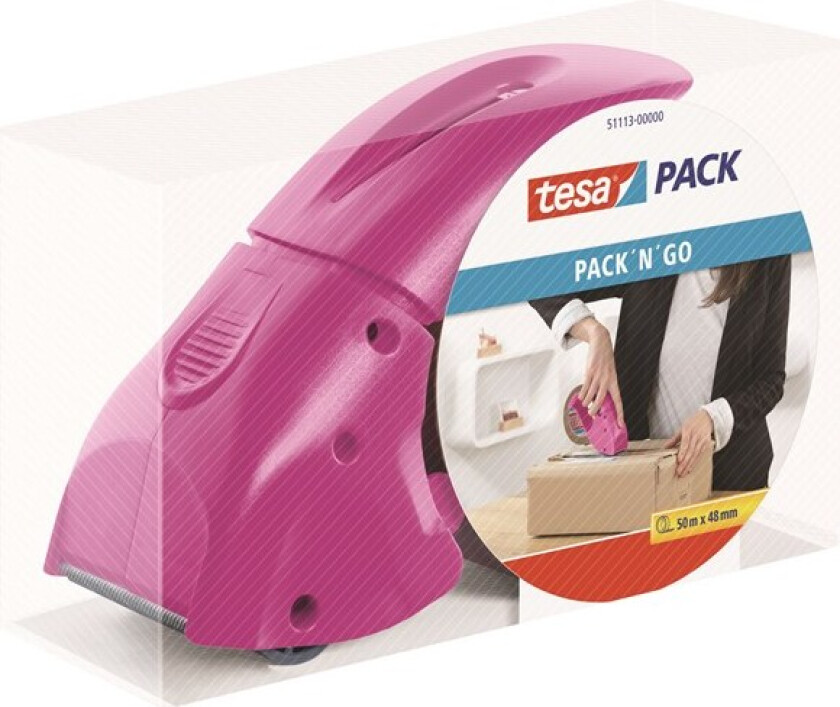 Hand dispenser Pack-n-go for packaging tape Pink