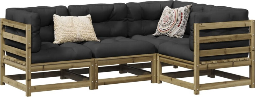 Hagesofasett 4 deler impregnert furu