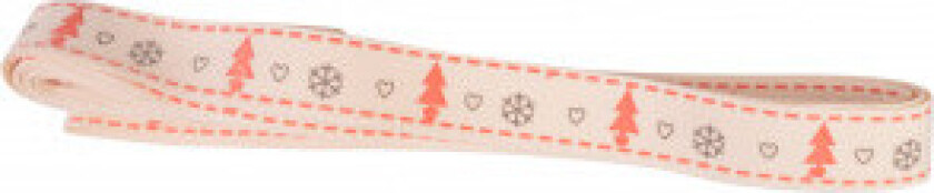 Bilde av Stoffbånd/Gavebånd Hjerte/Snøfnugg/Juletre Rød 15mm -