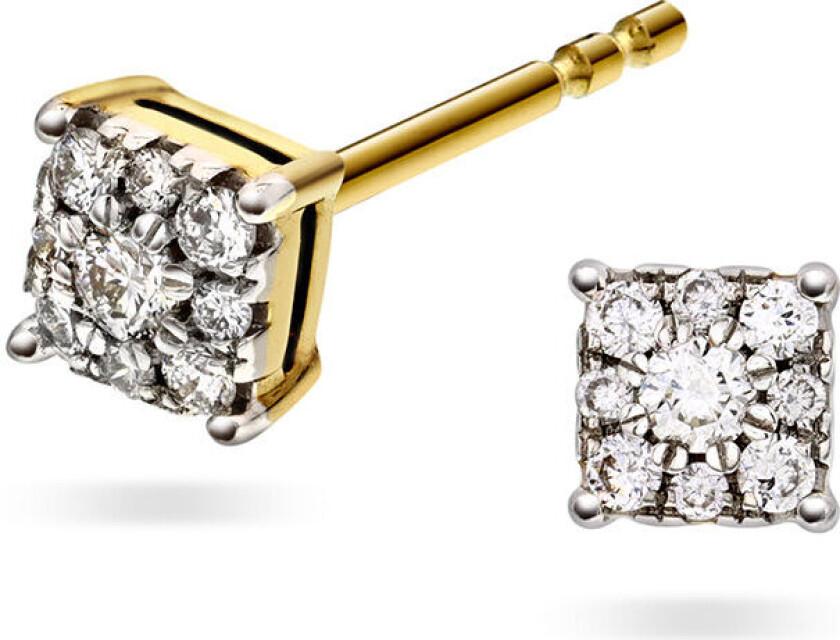 Bilde av Line, Øredobber i 375 gult gull med diamanter 0,14 ct