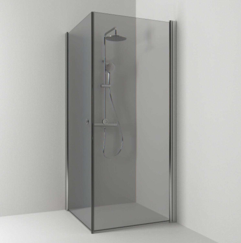 Dusjhjørne Rett Hullgrep Blyantpenn Svart 80x80cm / Røkfarget Glass