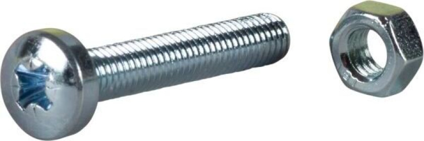 530042 Maskinskrue med mutter, avrundet hode, FZB M6 x 50 mm, 6-pakning