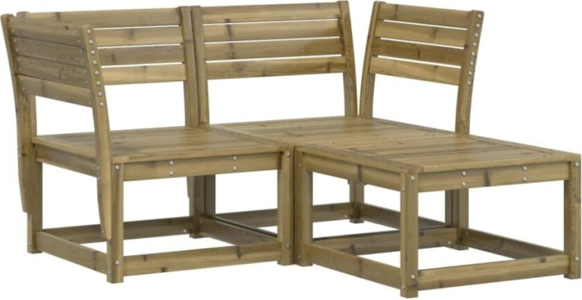 Hagesofasett 3 deler impregnert furu