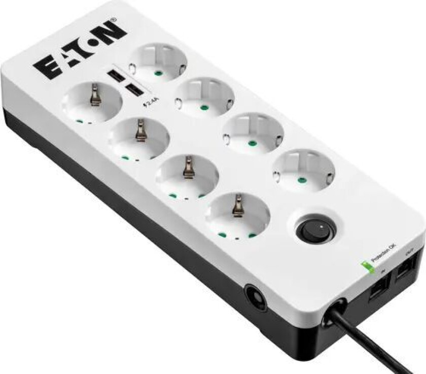 Bilde av Protection Box 8 Stikkontakt + 2 Usb + 1 Tele 10a Ekstern 8st Hvit