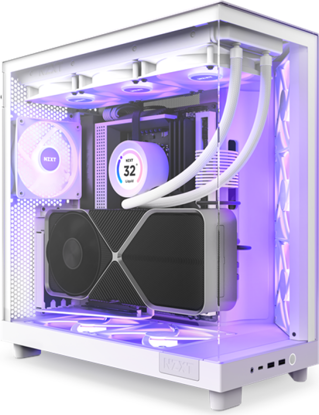 H6 Flow Compact Dual Chamber with RGB - Matte White - Kabinett - Miditower - Hvit