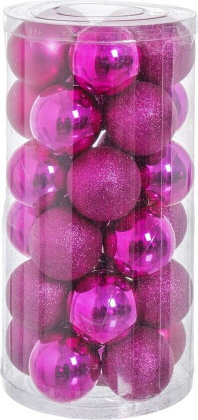 Juletrekuler Fuchsia Plast Glitter 6 x 6 x 6 cm (30 antall)
