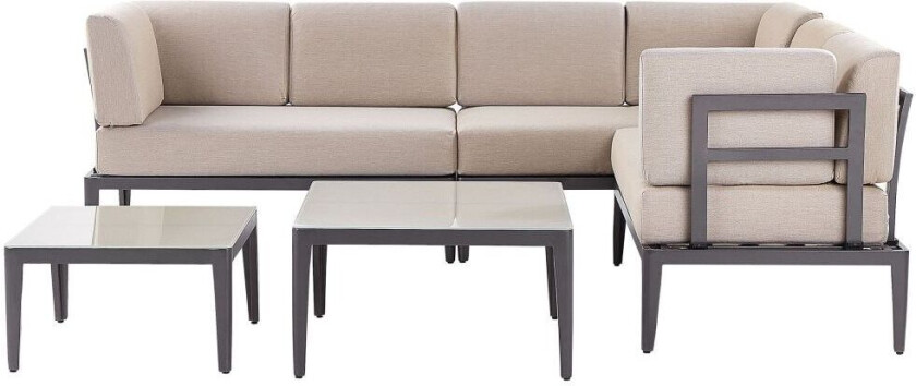 Loungesett Beige Grå Aluminium Polyester 6-seters med sofabord Moderne Utendørs Hage Terrasse