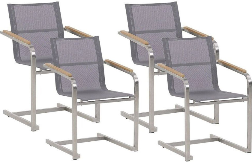 Sett med 4 Hagestoler Beige Syntetisk Rustfritt stål