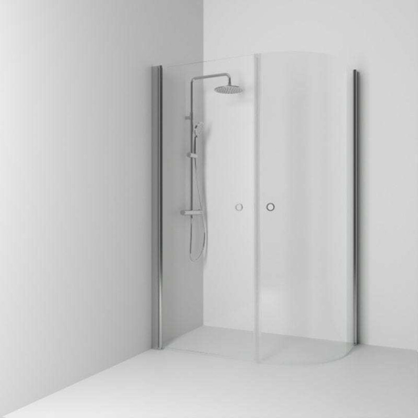 Bilde av Skoga Dusjhjørne Asymmetrisk Matt Aluminium / 147x80cm Klart Glass