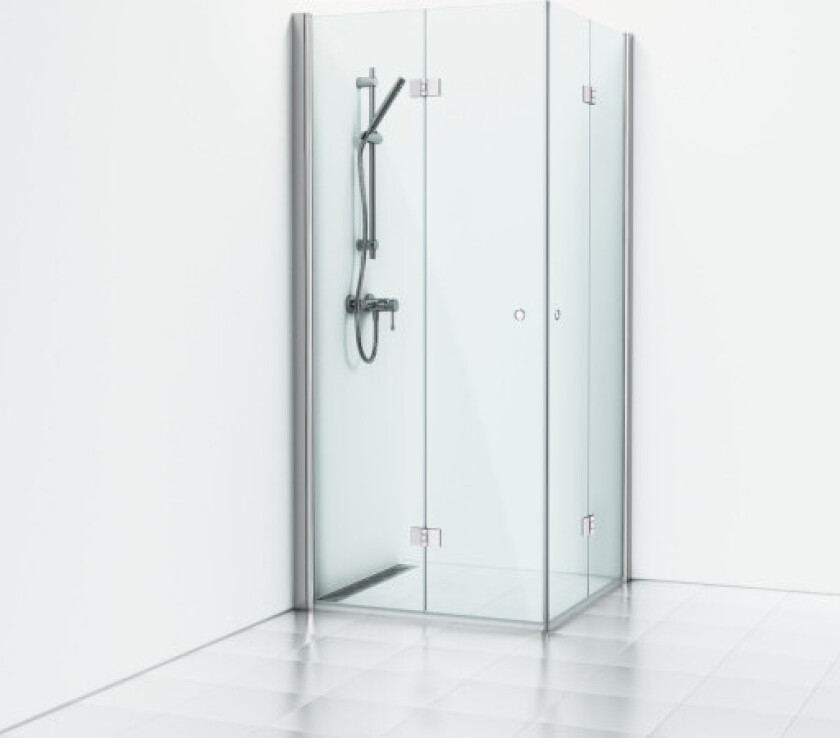 Bilde av Skoga foldehjørnedusj 90 x 100 cm, klart glass/blank alu