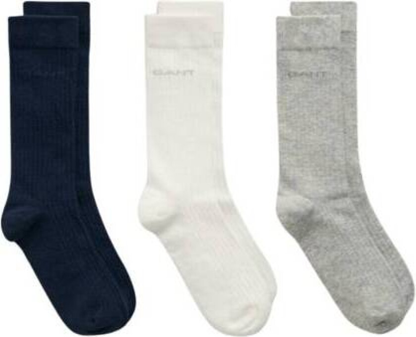 - Sokker 3-Pk Tonal Logo Rib Evening Blue