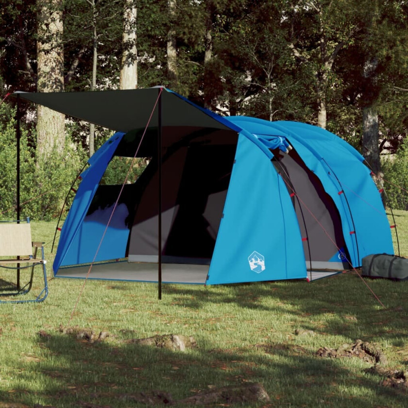 Campingtelt 4 personer blå 420x260x153 cm 185T taft
