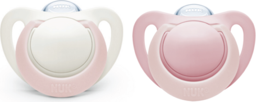 Genius Silikon Smokk S1, 0-6 mnd, rosa/hvit, 2 stk.