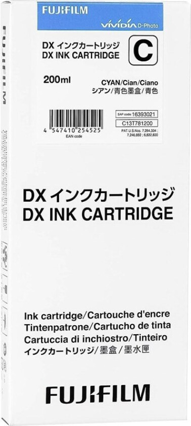 DX Ink Cartridge 200 ml cyan - Blekkpatron Blå
