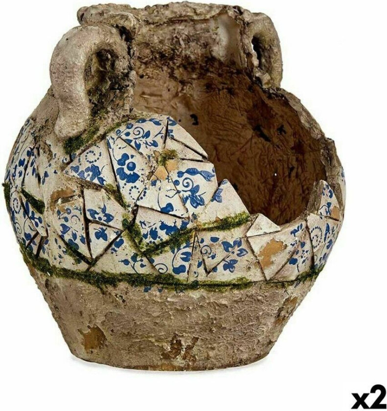 Dekorativ hagefigur vase polyresin 28,5 x 28 x 28,5 cm (2 kvanta)