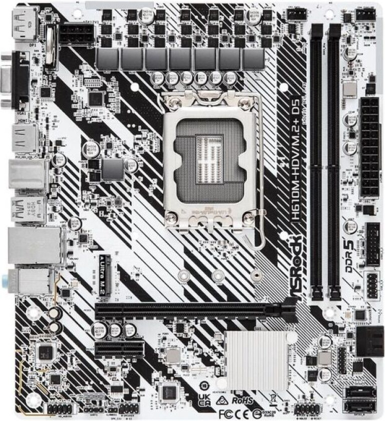 H610M-HDV/M.2+ D5 - motherboard - micro ATX - LGA1700 Socket - H610 Hovedkort - Intel H610 - Intel LGA1700 socket - DDR5 RAM - Micro-ATX