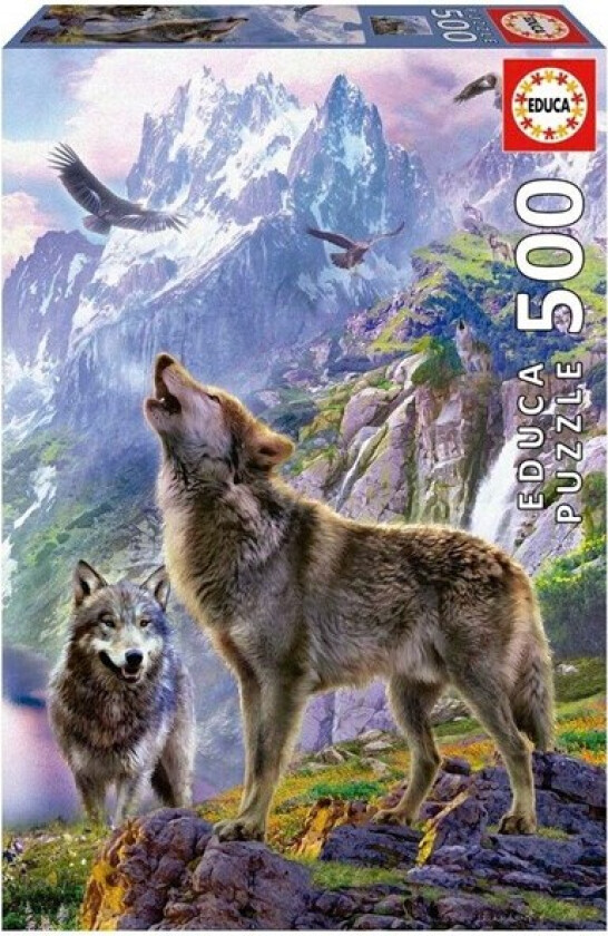 Educa 500 Wolves In The Rocks