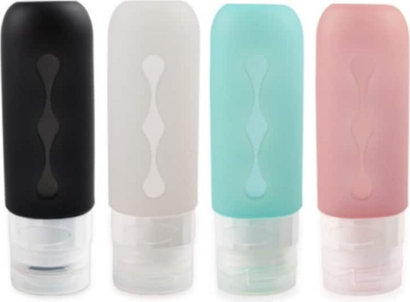 Påfyllbare reiseflasker i silikon for sjampolotion 90 ml 4-pakning