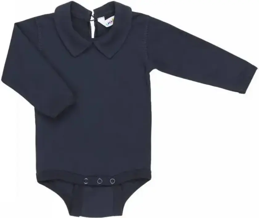 Mørkeblå dåpsbody med krage | Joha | Baby | Navy | størrelse 60 | 95% Organisk bomull og 5% Lycra til