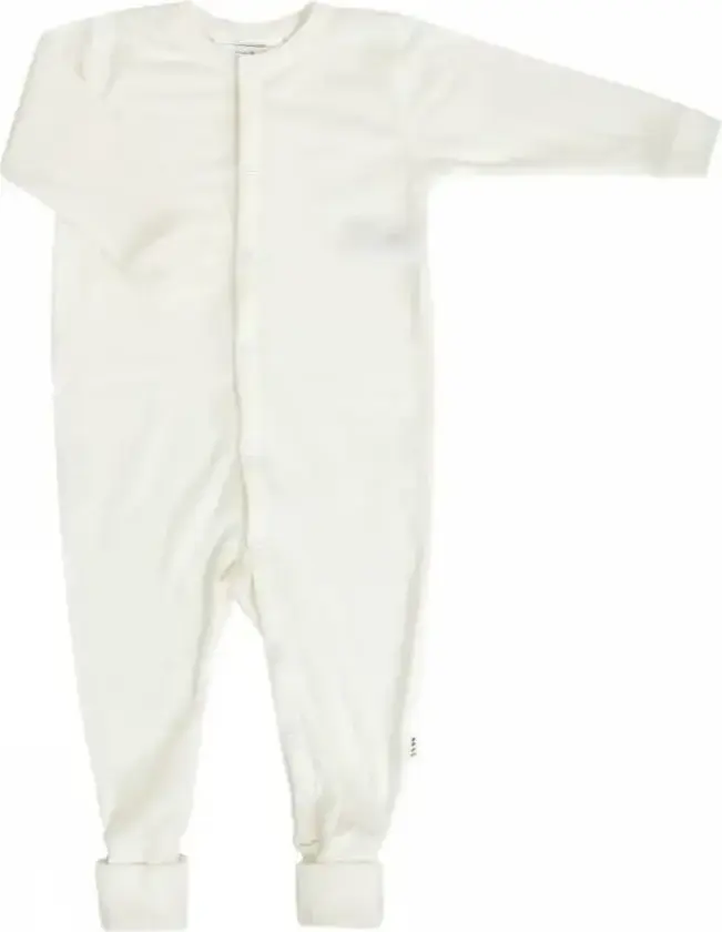 Heldrakt i råhvit ren merinoull med tryllefot | Joha | Baby | Natur / off-white | størrelse 80 | 100% Merino Ull til