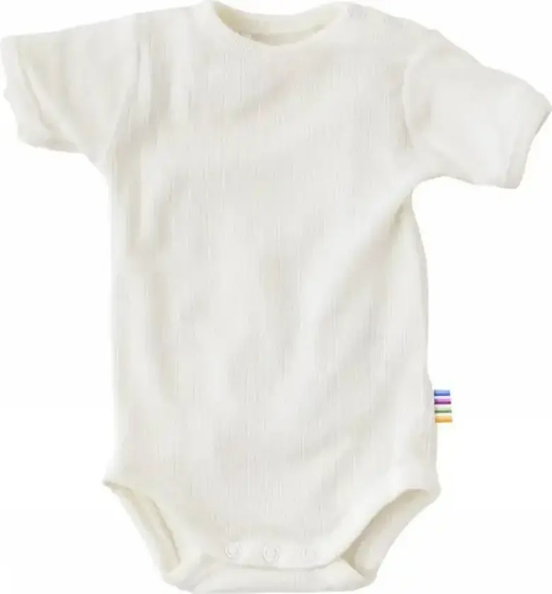 Råhvid body i ren ull med korte ermer | Joha | Baby | Natur / off-white | størrelse 90 | 100% Merino Ull til