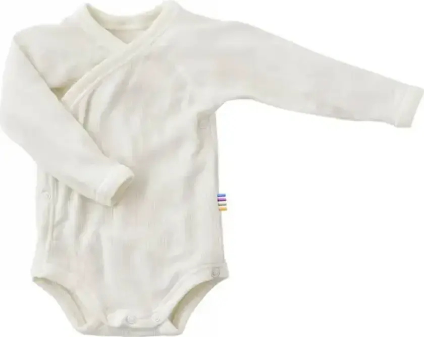 Naturfarget body i basisull med sidelukking | Joha | Baby | Natur / off-white | størrelse 60 | 100% Merino Ull til