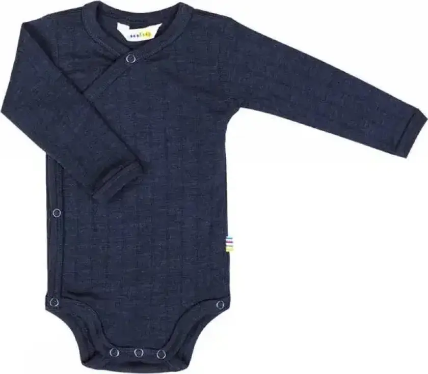 Mørkeblå body i ull og silke med sidelukking | Joha | Baby | Navy | størrelse 70 | 85% Ull og 15% Silke til