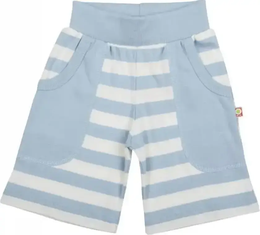 Shorts i lyseblå og hvit stripet økologisk bomull | Barn SPAR 25% | Katvig Shorts YD StripeB | Størrelse 80 | 100% Organisk bomull25