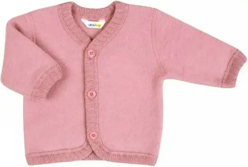 Rosa myk ull cardigan | Joha | Baby | Støvete rosa | størrelse 80 | 100% Soft Ull til