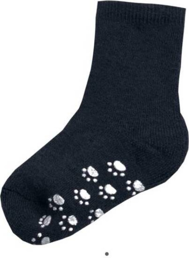 Ullsokk med antislip blåmelert farge | Joha | Baby | Denim mela | størrelse 15/18 | 90% ull, 5% polyamid og 5% elastan til