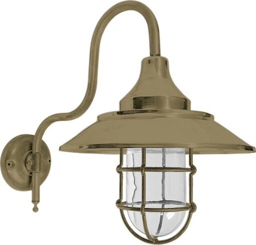 776 Vegglampe på buet arm i messing IP44