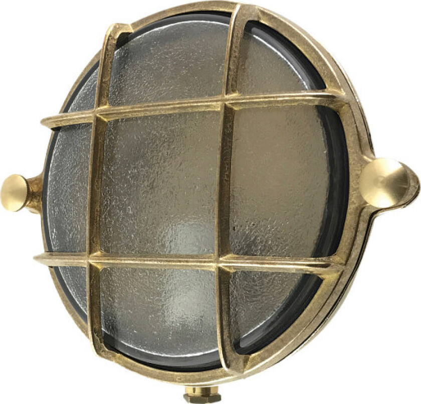 66 Rund skottlampe med gitter støpt messing IP64