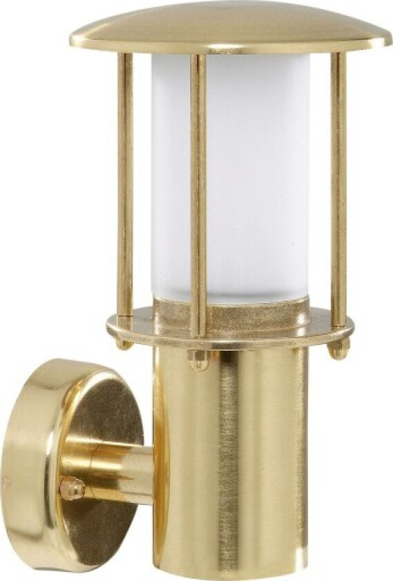 40 Vegglampe med frostet glass messing IP53