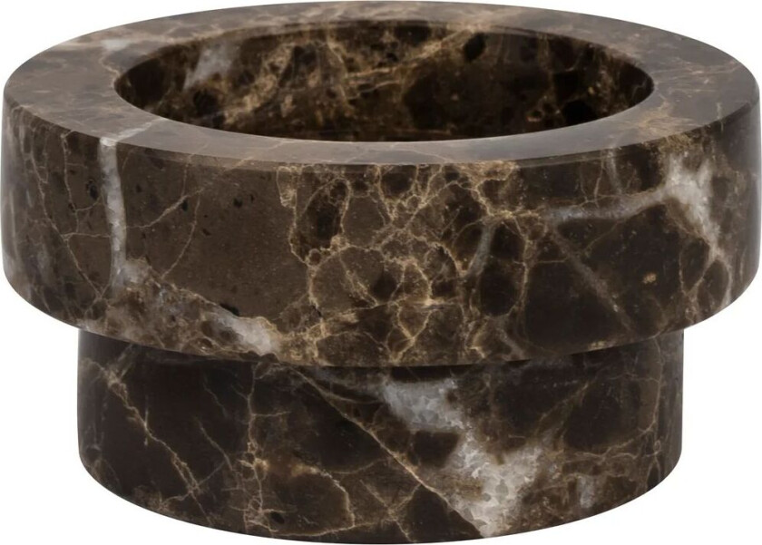 Marble lysestake til kubbelys 5 cm Brun