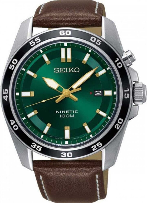 Batteri som aldri går ut på dato! - Seiko Mens Kinetic SKA791P1 - Automatisk - Sølv - Herreklokker - Skinn - Mineral