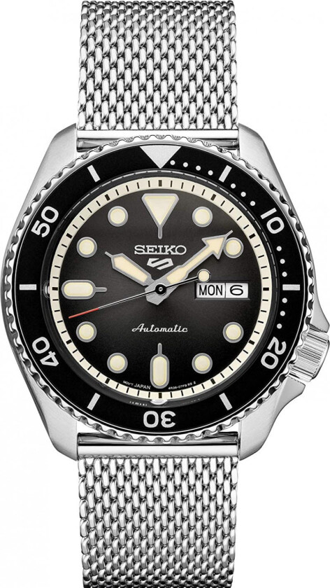 Så mange funksjoner! - Seiko 5 Sports Suits Style Automatic SRPD73K1 - Automatisk - Sølv - Herreklokker - Meshlenke - Mineral