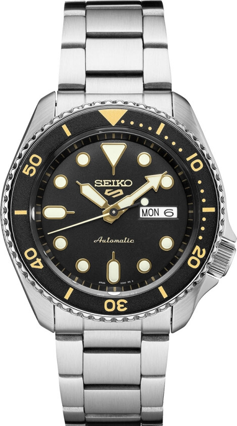 Maskulin og vakker - Seiko 5 Sports Style Automatic SRPD57K1 - Automatisk - Sølv - Herreklokker - Rustfritt stål - ledd m/pin - Mineral