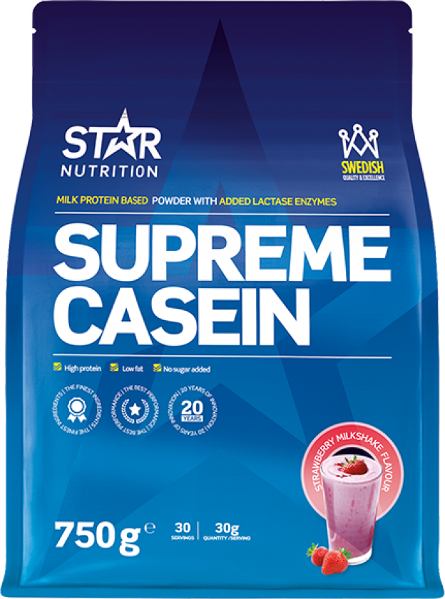 Star Nutrition Supreme Casein 750 g, proteinpulver Strawberrymilkshake