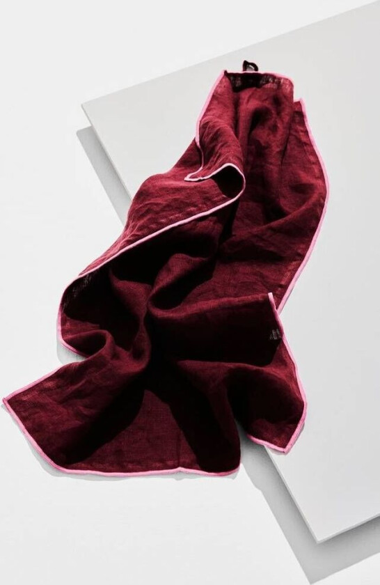 Bonne kjøkkenhåndkle i fransk lin Burgunder rosa