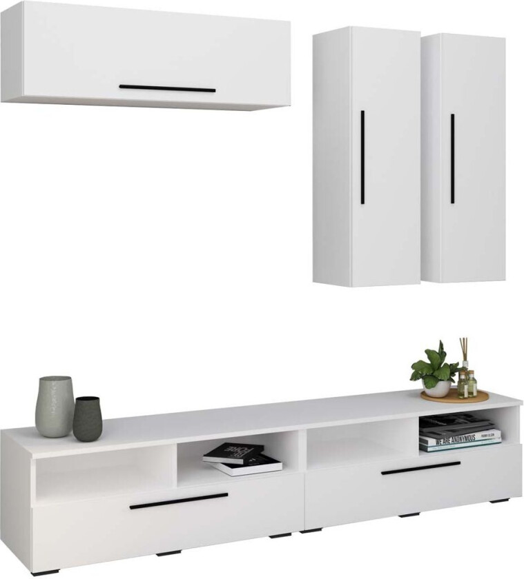 ArilaXL TV-bord 5 dører 4 hyller hvit.