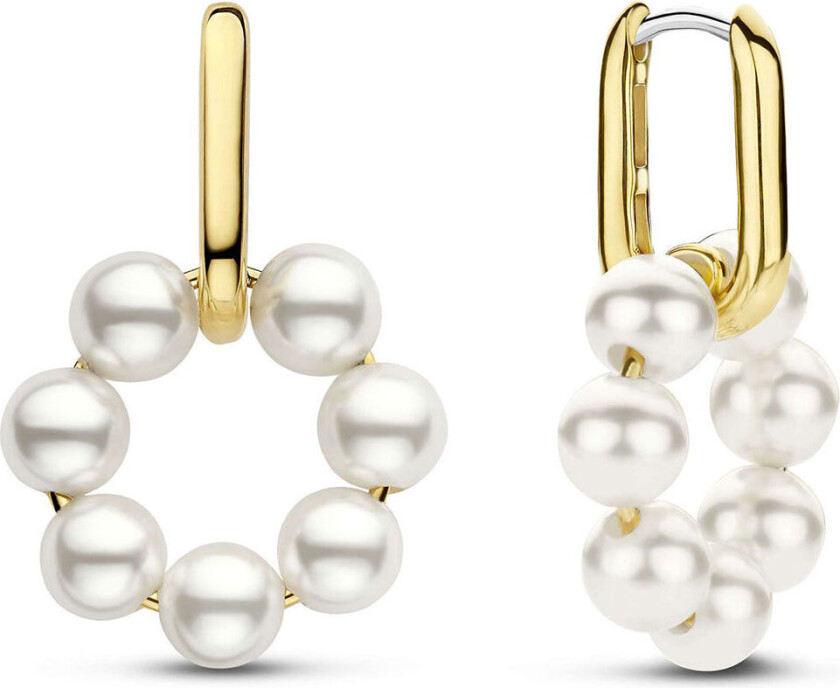 , Øredobber i forgylt 925 sølv med syntetiske perler