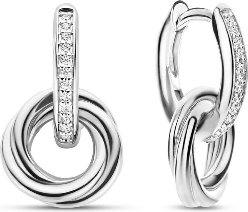 , Øreringer i 925 sølv med zirkonia