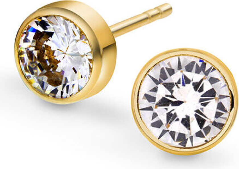 , Øredobber i 585 gult gull med zirkonia