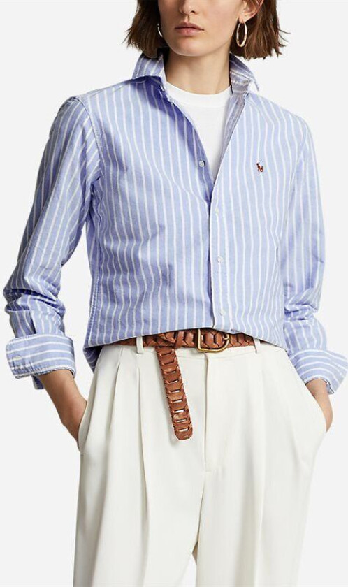 Classic Fit Striped Oxford Shirt - Harbor Island Blue/white Blå US 12