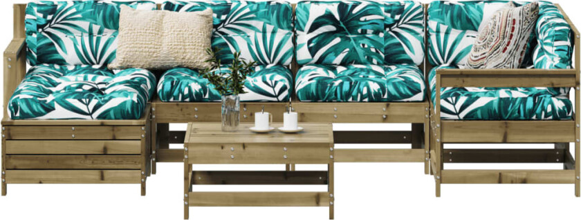 Hagesofasett 7 deler impregnert furu