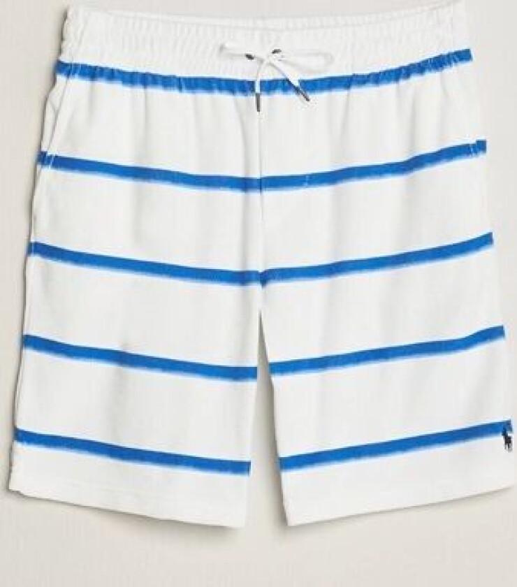 Polo Ralph Lauren Cotton Terry Striped Drawstring Shorts Blue/White